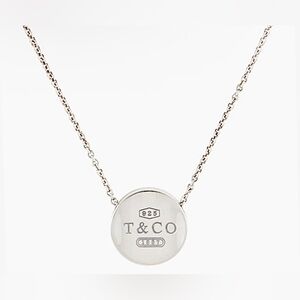 Tiffany & Co. Vintage 925 Silver T & Co. 1837 Concave Round Pendant Necklace